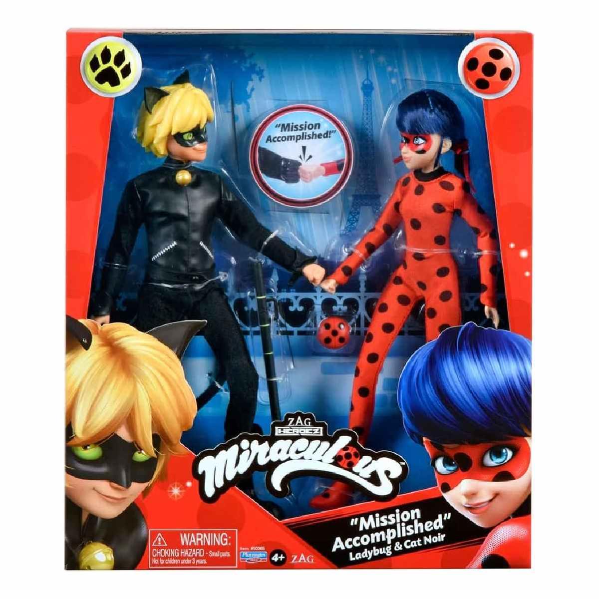 Ladybug - 2-pack of Ladybug and Cat Noir dolls