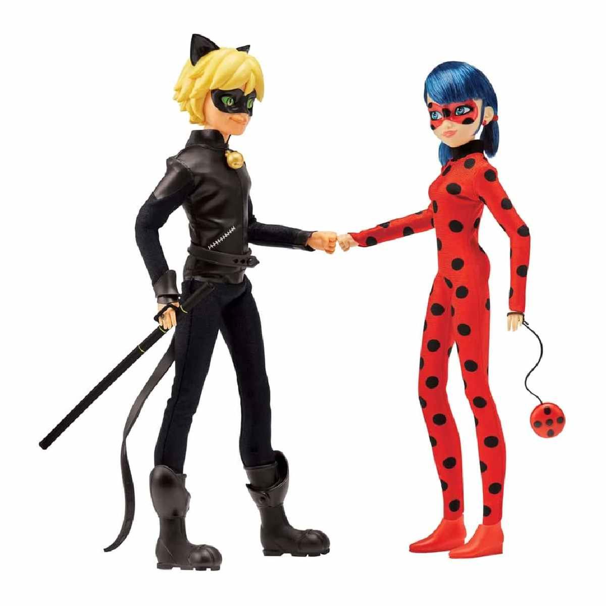 Ladybug - 2-pack of Ladybug and Cat Noir dolls