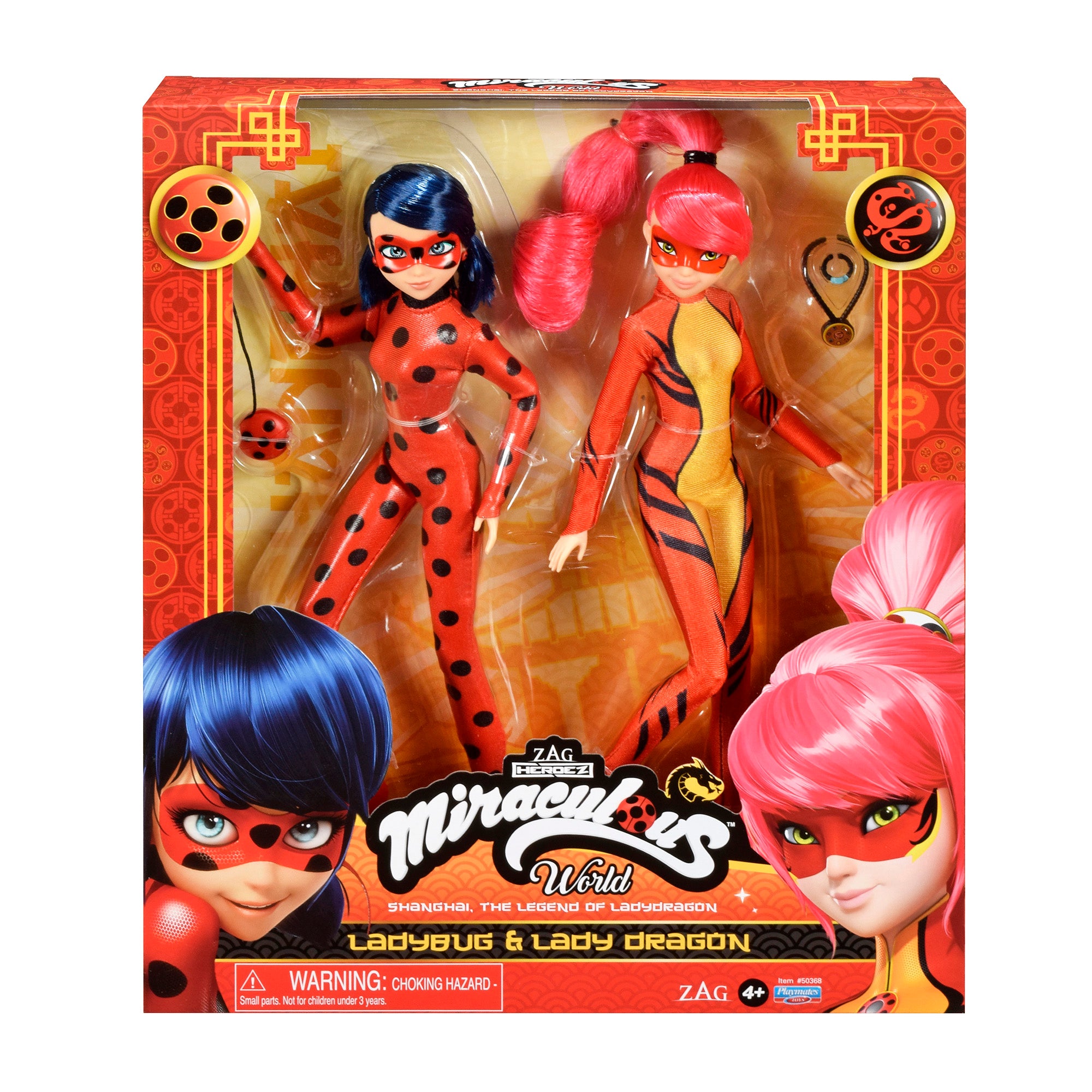 Pack de 2 bonecas 26 cm- Ladybug e Dragon Shangai