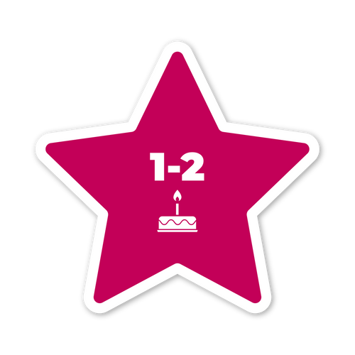 Estrela colorida para idades 1 a 2