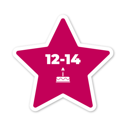 Estrela colorida para idades 12 a 14