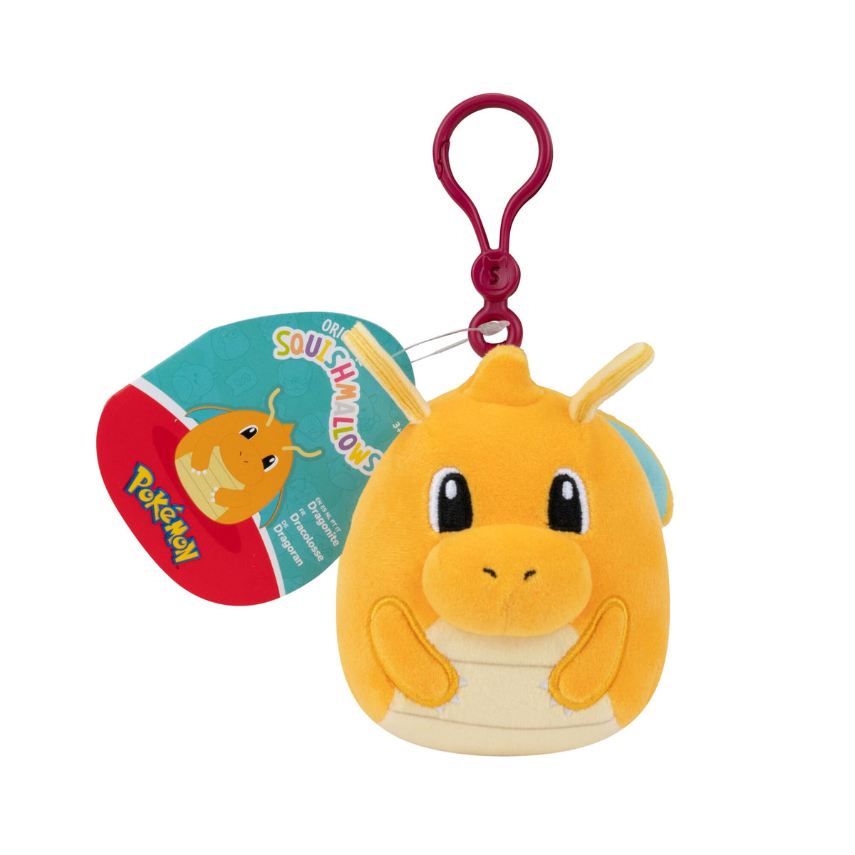 Pokémon Squishmallows – Porta-chaves de Peluche Dragonite de 8 cm