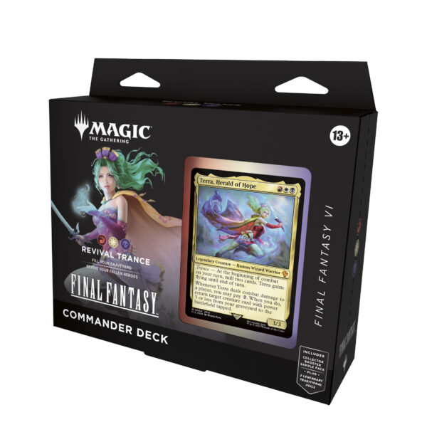 Magic: The Gathering FINAL FANTASY VI Commander Deck - Revival Trance (100-Card Deck, 2-Card Collector Booster Sample Pack + Accessories)