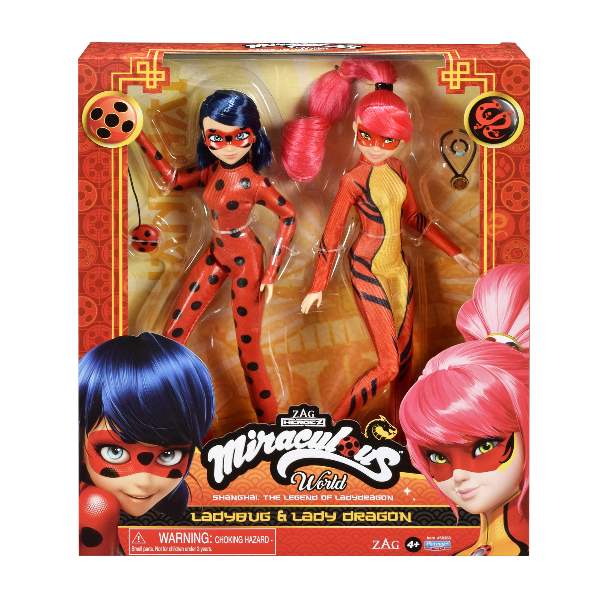 Pack de 2 bonecas 26 cm- Ladybug e Dragon Shangai
