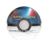 Poké Ball Tin com três packs de cartas Pokémon Go e dois stickers sheets.